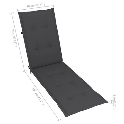 vidaXL Deck Chair Cushion Anthracite (29.5"+41.3")x19.7"x1.2"