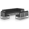 vidaXL Garden Lounge Set Grey Solid pine wood, fabric (100% polyester)
