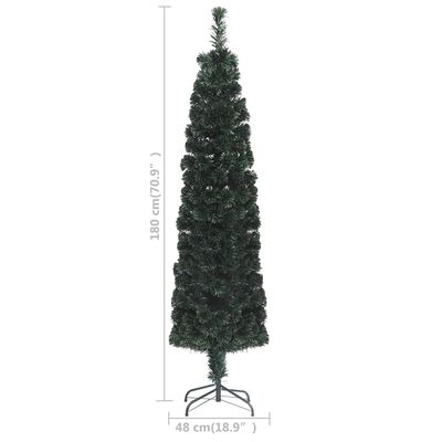 vidaXL Artificial Slim Christmas Tree with Stand 6 ft Fiber Optic