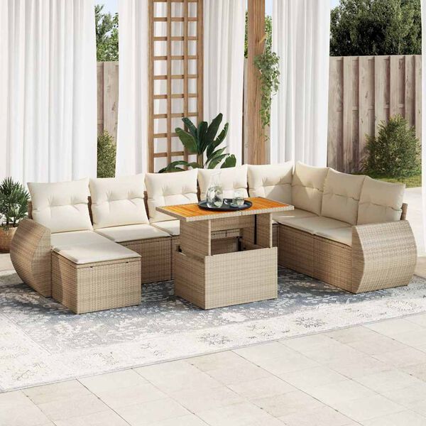 vidaXL Garden Sofa Set Beige, Cream white