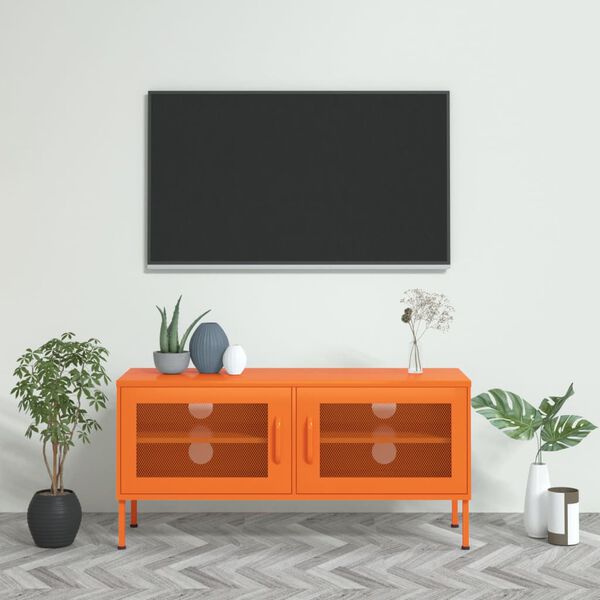 vidaXL TV Cabinet Orange Steel Small to Medium TV Cabinet Rectangular