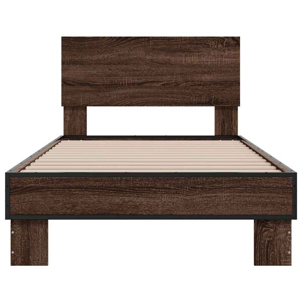 vidaXL Bed Frame Brown oak Engineered wood Small Single Durable