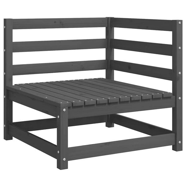 vidaXL Wooden Lounge Set Grey Solid Pine Wood, Fabric (100% Polyester)