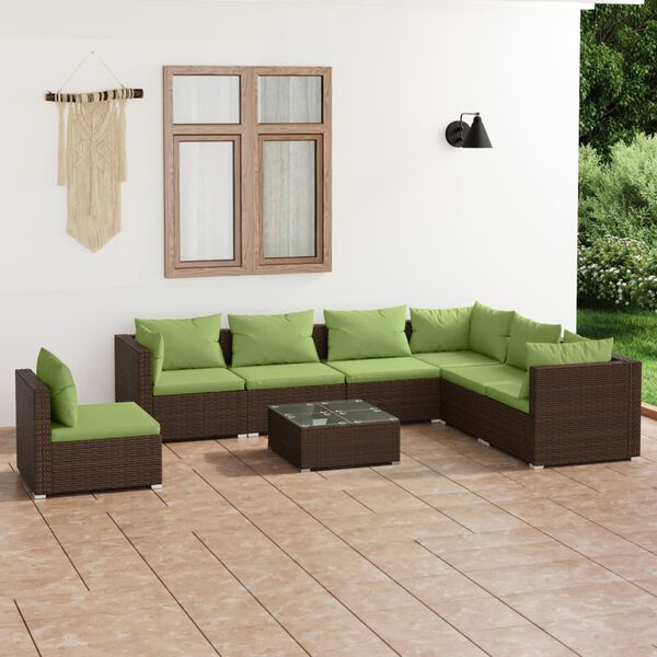 vidaXL Garden Lounge Set Brown PE rattan Modular Garden Lounge Set
