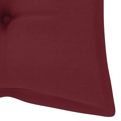 vidaXL Swing Bench with Wine Red Cushion 47.2" Solid Teak Wood