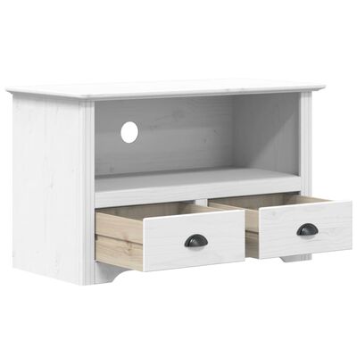 vidaXL TV Stand with 2 Drawers BODO White 35.8"x16.9"x22" Solid Wood Pine