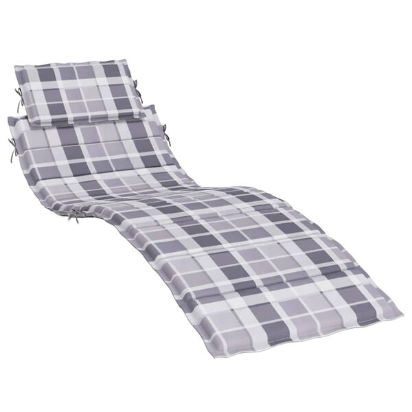 vidaXL Sun Lounger Cushion Grey Check Pattern Oxford fabric (100% polyester)