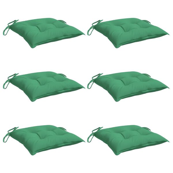 vidaXL Chair Cushions 6 pcs Green 15.7"x15.7"x2.8" Oxford Fabric