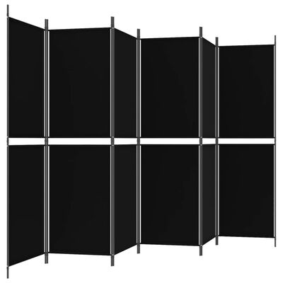 vidaXL 6-Panel Room Divider Black 118.1"x70.9" Fabric