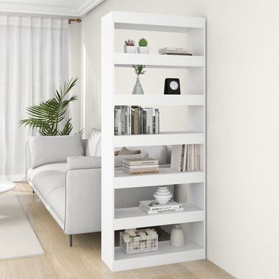 vidaXL Book Cabinet/Room Divider White 31.5"x11.8"x78" Engineered Wood
