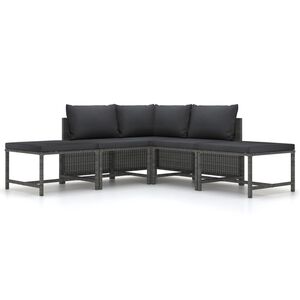 vidaXL Garden Sofa Set Grey and Anthracite PE Rattan and Steel Standard