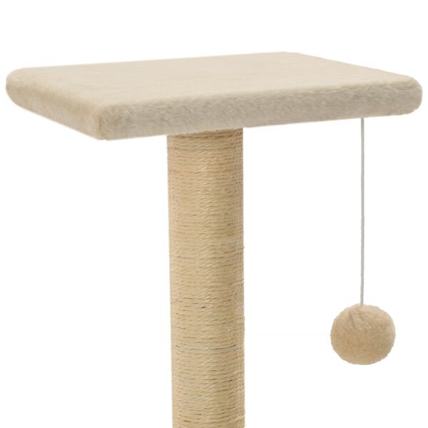 vidaXL Cat Tree Beige Particle board, Soft plush, Sisal rope 25.6 in