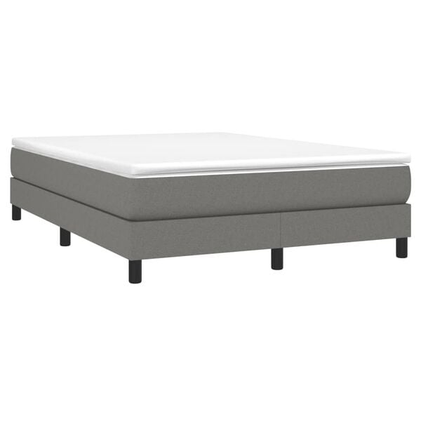 vidaXL Bed Frame Dark Grey Polyester, Plywood, Engineered Wood Full
