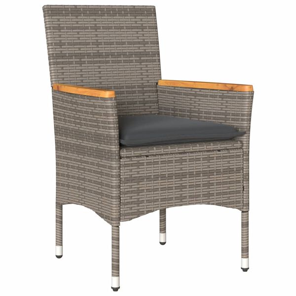 vidaXL Patio Chairs with Cushions 2 pcs Grey Poly Rattan