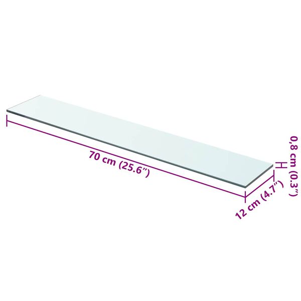 vidaXL Glass Panel Set of 2 Clear Tempered glass 27.6 in x 4.7 in