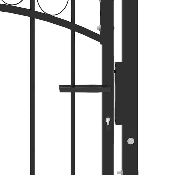 vidaXL Fence Gate with Arched Top Steel 39.4x38.8" Black