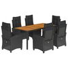 vidaXL 7 Piece Patio Dining Set with Cushions Black Poly Rattan