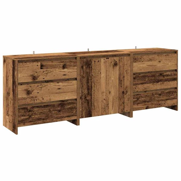 vidaXL Sideboard Set of 3 Old wood Engineered wood Medium Sideboard