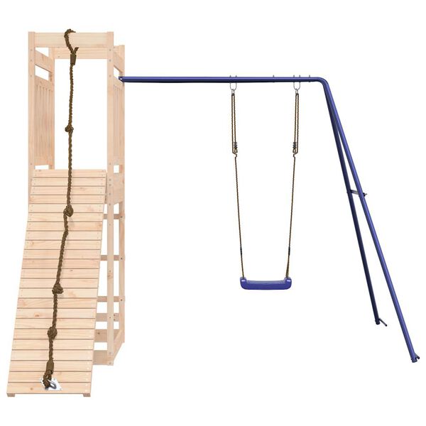 vidaXL Outdoor Playset Natural wood, Blue Solid pine wood Large Durable