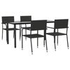 vidaXL Garden Dining Set Black Poly Rattan, Steel, Tempered Glass Large