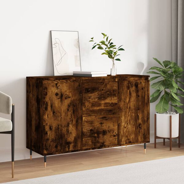 vidaXL Sideboard Smoked Oak Engineered wood, Iron Medium Sideboard