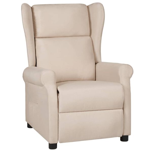 vidaXL Recliner Chair Cream 100% polyester, metal, plywood Single seat