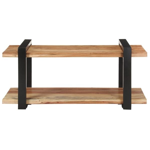 vidaXL TV Cabinet Natural wood and black Solid acacia wood and iron Medium