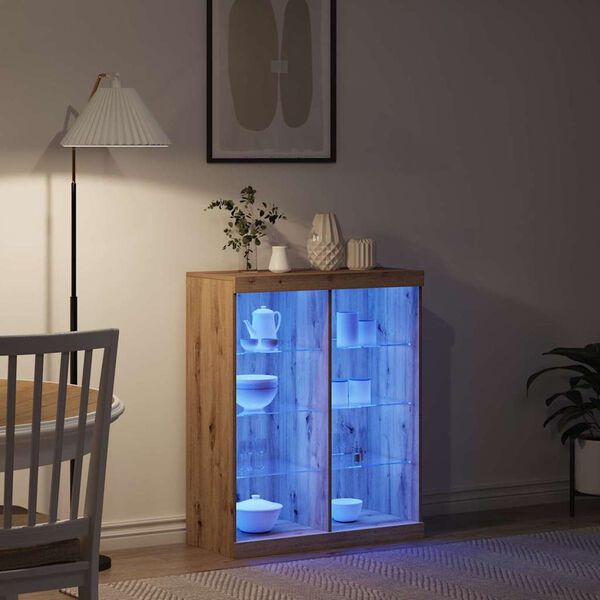 vidaXL LED Sideboard Artisan Oak 16.14 x 14.57 x 39.37 in