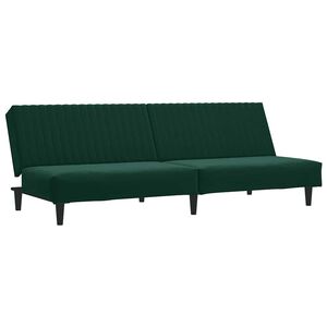 vidaXL Sofa Bed Dark Green Velvet, Foam, Wood, Plastic Standard