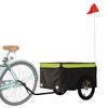 vidaXL Bike Trailer Black and Green 99.2 lb Iron