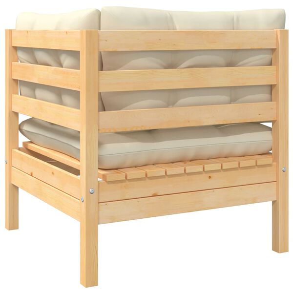 vidaXL Garden Corner Sofa Cream Solid Pine Wood Medium Modular