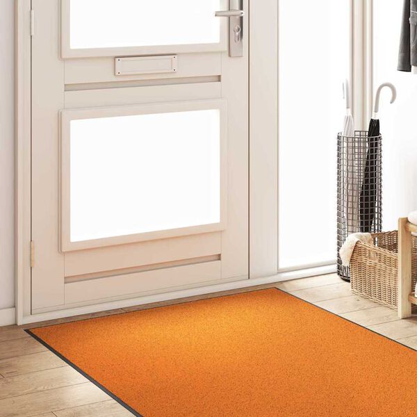 vidaXL Doormat Other Orange and Black 47.2" x 118.1" Polyamide and PVC