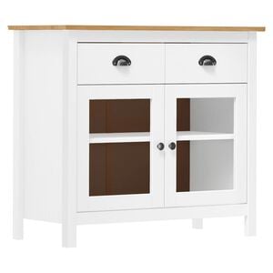 vidaXL Sideboard White and honey brown Solid pine wood Medium Sideboard