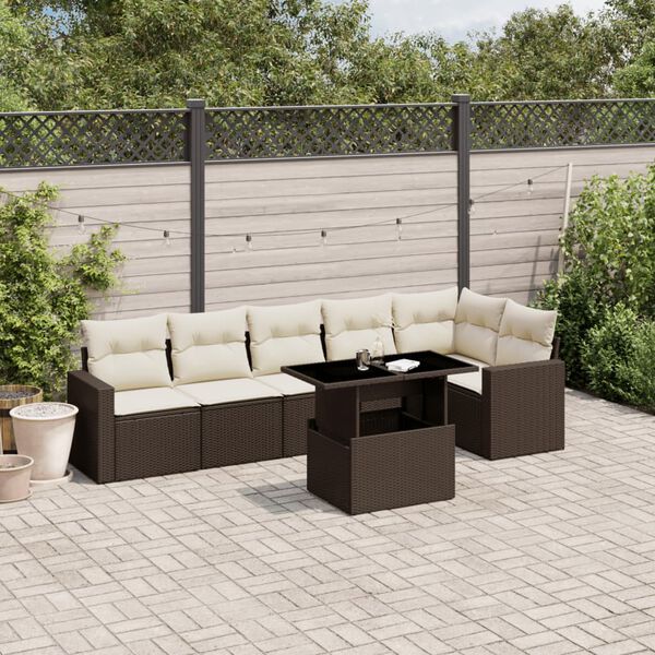 vidaXL Garden Sofa Set Brown, Cream White