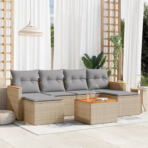 vidaXL Garden Sofa Set Beige, Light Grey