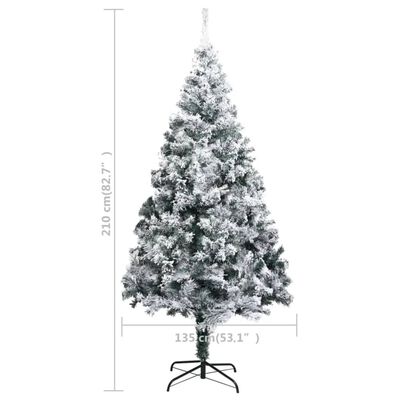 vidaXL Artificial Pre-lit Christmas Tree with Flocked Snow Green 82.7"