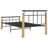 vidaXL Bed Frame Black and Light Oak Powder-coated metal, Solid oak wood
