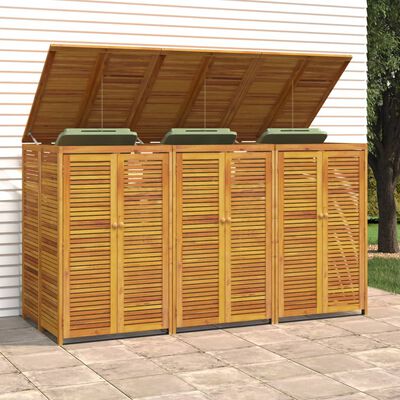 vidaXL Triple Garbage Bin Shed 82.7"x35"x46.1" Solid Wood Acacia