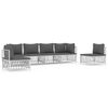 vidaXL Garden Lounge Set White Woven fabric, powder-coated steel, textilene