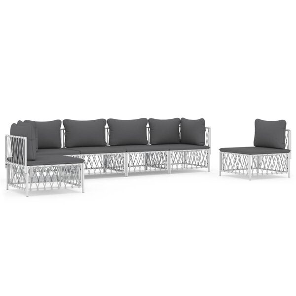vidaXL Garden Lounge Set White Woven fabric, powder-coated steel, textilene