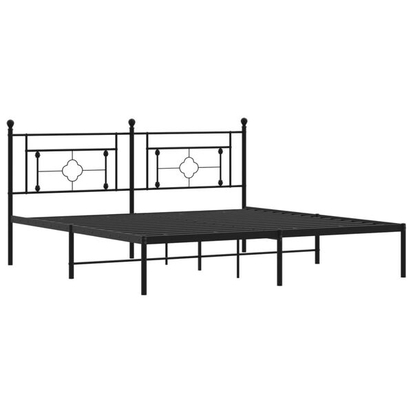 vidaXL Bed Frame Black Powder-Coated Steel 72 x 84 in Bed Frame