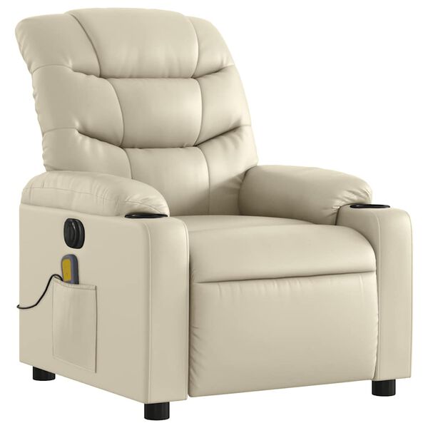 vidaXL Electric Massage Recliner Chair Cream Faux Leather