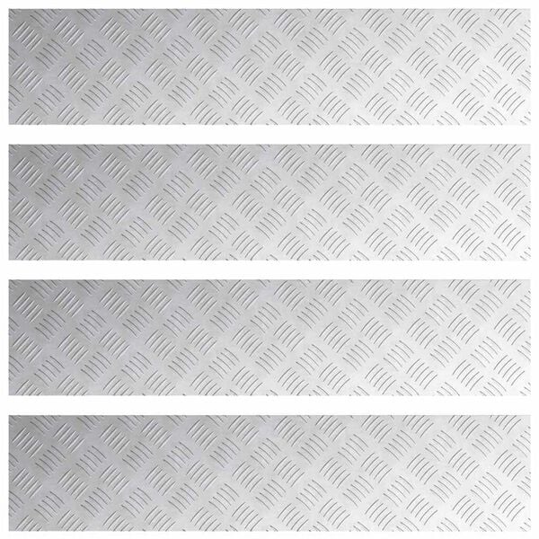 vidaXL Stair Tread Rectangular 4 pcs Silver 35.43 x 7.87 in Aluminium
