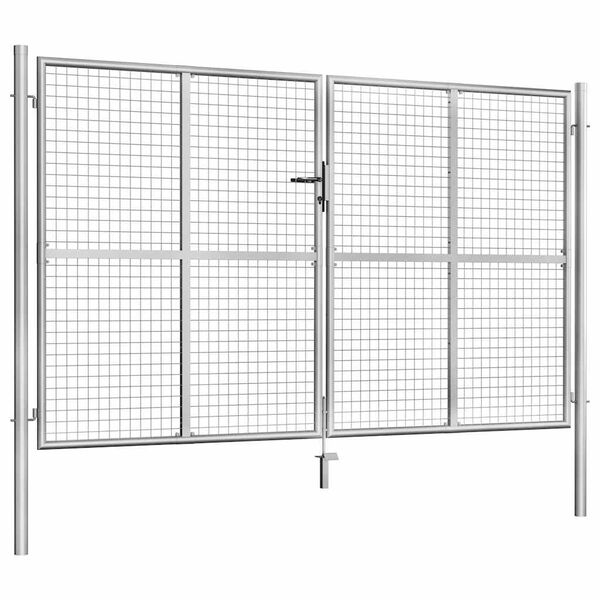 vidaXL Garden Gate Galvanised Steel 118.1x59.1" Silver