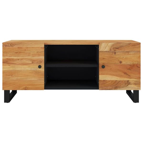 vidaXL TV Cabinet Black and natural wood Solid acacia wood Medium