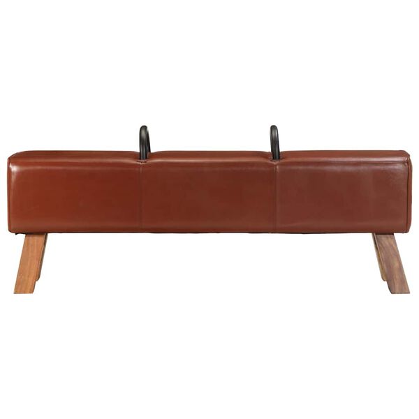 vidaXL Bench Brown Acacia wood, goat leather, steel 53.1 x 9.8 x 21.7 in