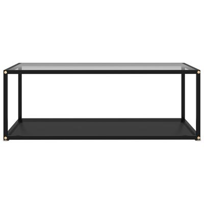 vidaXL Coffee Table Transparent and Black 39.4"x19.7"x13.8" Tempered Glass