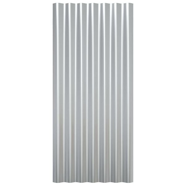 vidaXL Roof Panels 12 pcs Galvanized Steel Silver 31.5"x14.2"