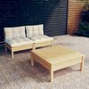 vidaXL Garden Lounge Set Cream Solid Pine Wood, 100% Polyester Medium