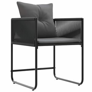 vidaXL Chair with Cushion 4 pcs Black and Anthracite PE Rattan